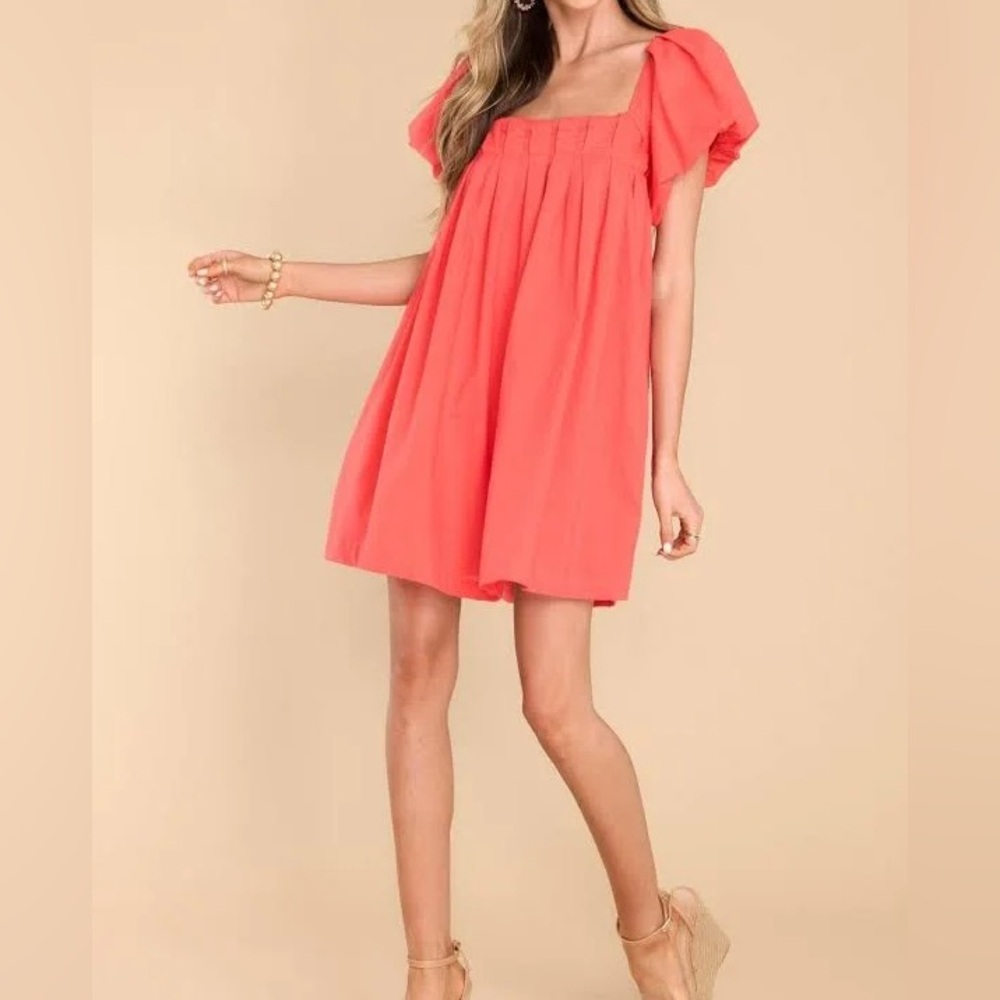 Red Dress Boutique “Picking Daisies” Red Coral Dress
